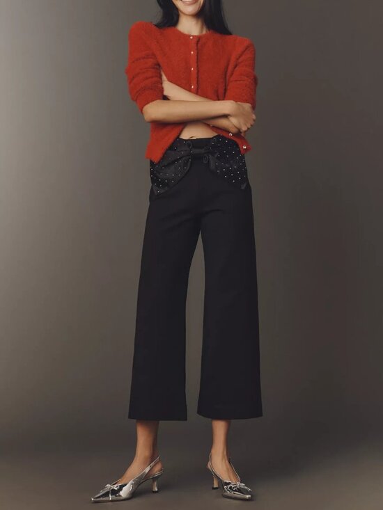 Anthropologie Pants - Anthropologie Maeve The Colette Crop Bow-Waist Rhinestone Sparkle Pants 31 NWT